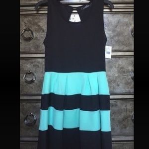 Mint and black striped dress